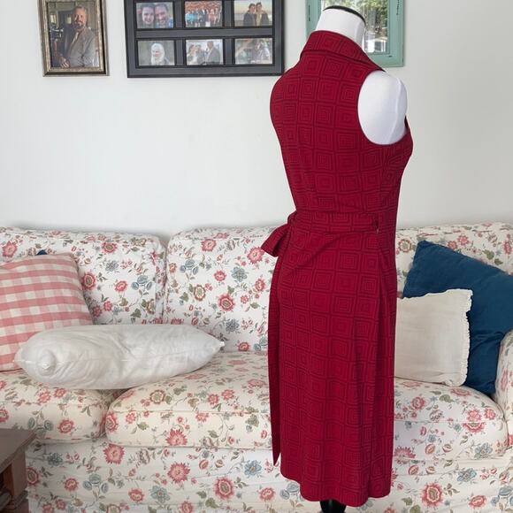 Express Red & Black Print Wrap Dress, Size 1/2 - Picture 5 of 8